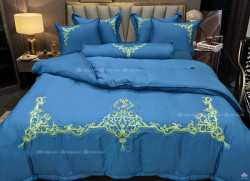 Chăn ga gối vải sợi gỗ Nicolas TN2205 màu xanh dương