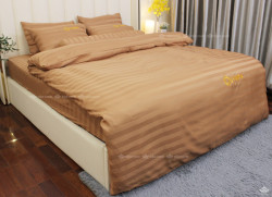 Chăn ga gối khách sạn Olympia cotton lụa 7 món nâu tây
