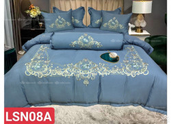 Chăn ga gối Singapore vải sợi gỗ 7 món mã 107
