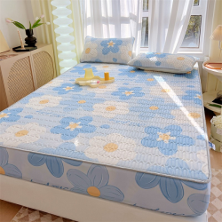 Chiếu cao su non cao cấp bo chun màu xanh biển hoa lưu ly