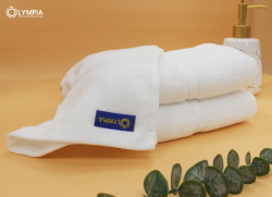 Khăn gội Olympia Premium Anna màu trắng 35x80cm