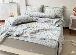 Bộ chăn ga gối cotton 5 món chăn hè ga chun chần 02