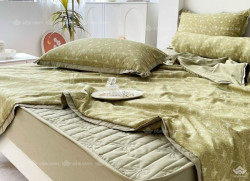 Bộ chăn ga gối cotton 5 món chăn hè ga chun chần 03