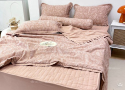 Bộ chăn ga gối cotton 5 món chăn hè ga chun chần 08
