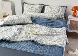 Bộ chăn ga gối cotton 5 món chăn hè ga chun chần 10