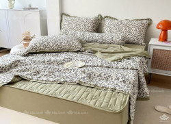 Bộ chăn ga gối cotton 5 món chăn hè ga chun chần 12