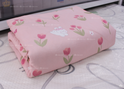 Chăn hè đũi xơ đậu nành mã 25 Thỏ nơ  + hoa tulip
