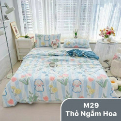 Chăn hè đũi xơ đậu nành mã 29 Thỏ ngắm hoa