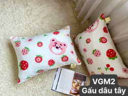 Vỏ gối cotton đũi M2 Gấu dâu