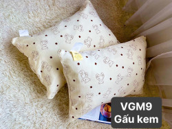 Vỏ gối cotton đũi M9 Gấu kem