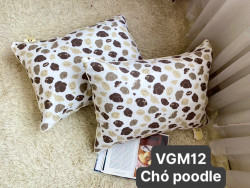 Vỏ gối cotton đũi M12 Chó poodle