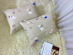 Vỏ gối cotton đũi M3 Gấu nâu