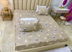 Bộ ga gối chun chần xơ đậu nành mã 03 Gấu xám