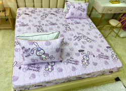 Bộ ga gối chun chần xơ đậu nành mã 07 Thỏ tím