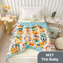 Chăn hè trẻ em cotton đũi mã 27 Thú Baby