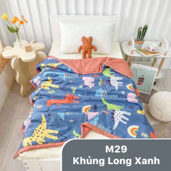 Chăn hè trẻ em cotton đũi mã 29 Khủng long xanh