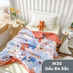 Chăn hè trẻ em cotton đũi mã 30 Gấu đa sắc