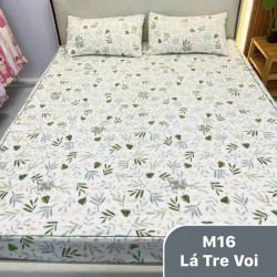 Bộ ga gối chun chần xơ đậu nành mã 16 Lá tre voi