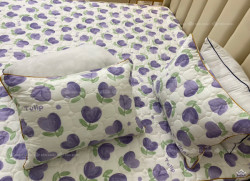 Vỏ gối cotton đũi oval M11 Tulip tím 50x70