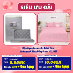 Combo cưới 03: Đệm Olympia cao cấp Osimi + Chăn ga gối Sông Hồng Urban UC22021 