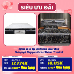 Combo cưới 20: Đệm lò xo Olympia Casar + Chăn ga gối Singapore Perfect Modern