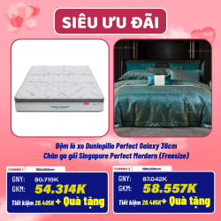 Combo cưới 24: Đệm lò xo Dunlopillo Perfect Galaxy + Chăn ga gối Singapore Perfect Mordern