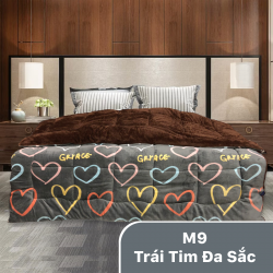 Chăn lông thỏ Olympia xuất nhật mã 09 Trái tim đa sắc