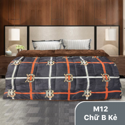 Chăn lông thỏ Olympia xuất nhật mã 12 Chữ B kẻ
