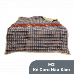 Chăn lông cừu Normal mã 02 Kẻ caro nâu xám