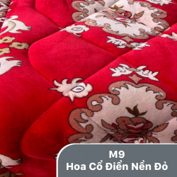 Chăn lông cừu Normal mã 09 Hoa cổ điển nền đỏ