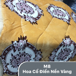 Chăn lông cừu Normal mã 08 Hoa cổ điển nền vàng