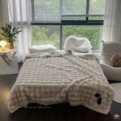 Chăn lông Chồn lượn sóng vân thừng 5,5kg M7 màu trắng