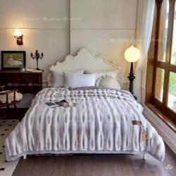 Chăn lông Chồn Vip loang cao cấp 5,5kg màu trắng ghi