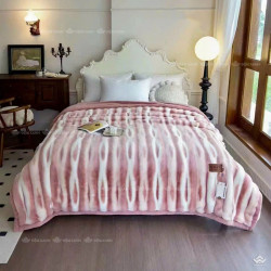 Chăn lông Chồn Vip loang cao cấp 5,5kg màu trắng hồng