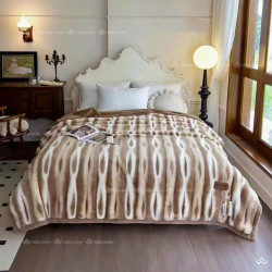 Chăn lông Chồn Vip loang cao cấp 5,5kg màu trắng nâu