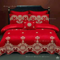 Chăn ga gối cưới Perfect 6 món màu đỏ P6M05