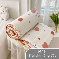 Chăn hè đũi xơ đậu nành mã 41 trái tim hồng đất