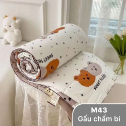 Chăn hè đũi xơ đậu nành mã 43 gấu chấm bi