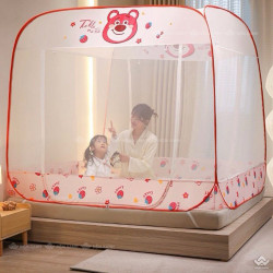 Màn chụp cao cấp 2 cửa có viền đỉnh rộng Gấu dâu DN07