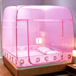 Màn chụp cao cấp nhập khẩu 2 cửa đỉnh to hình Sóc viền hồng
