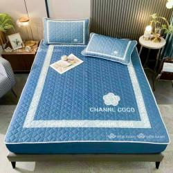 Chiếu cao su non Coco bo chun màu xanh dương