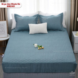 Bộ ga gối chun chần Misuko Rio MIR2401 xanh cổ vịt