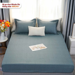Bộ ga gối chun không chần Misuko Rio MIR2401 màu xanh cổ vịt
