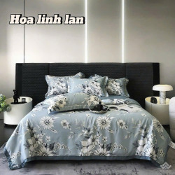 Chăn ga gối lụa thái 4 món ( ga chun) LT2507