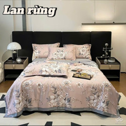 Chăn ga gối lụa thái 4 món ( ga chun) LT2509