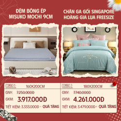 Combo 06: Đệm bông ép Misuko Mochi + CGG Singapore Hoàng Gia lụa