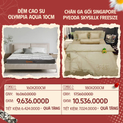 Combo 07: Đệm cao su Olympia AQUA + CGG Singapore Pyeoda Skysilk