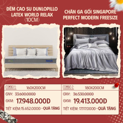 Combo 10: Đệm cao su Dunlopillo Latex World Relax + CGG Singapore Perfect Modern