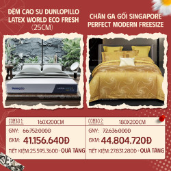 Combo 12: Đệm cao su Dunlopillo Latex World Eco Fresh + CGG Singapore Perfect Modern