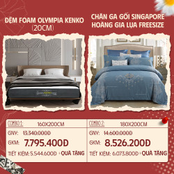Combo 14: Đệm Foam Olympia KenKo + CGG Singapore Hoàng Gia lụa